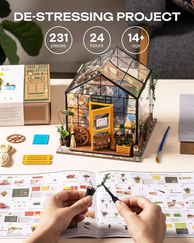 Vista 5 de Rolife Kit de casa de muñecas en miniatura para invernadero, regalo