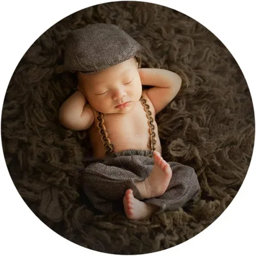 Vista 6 de Conjunto de 3 piezas para bebé con fotos para recién nacidos, conjunto de gorras de fotografía para recién nacidos, boinas de punto, ropa de sombrero