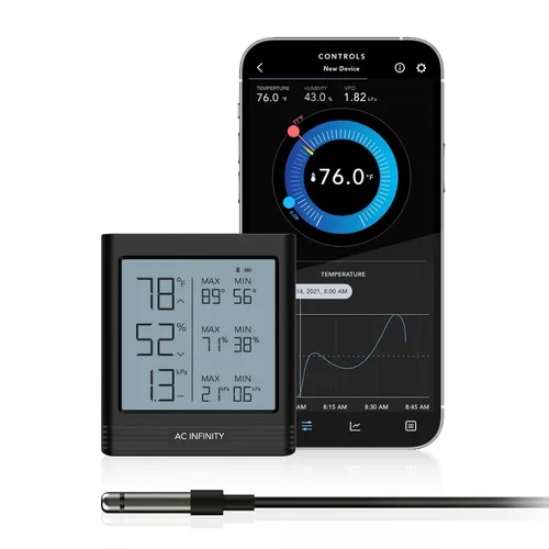 Vista 10 de AC Infinity Temperatura Humedad VPD Smart Hygrometer B2 con pantalla LCD. Bluetooth App Monitor, Climate Gauge Thermometer for Basements, Guitar