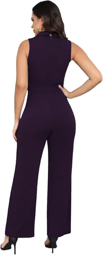 Vista 45 de DeftSharp Overol largo y elegante para mujer, sexy, para cóctel, fiesta, club, casual, para trabajo