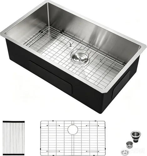 Vista 10 de Mocoloo Fregadero de barra bajo encimera de 13 pulgadas color negro plomizo – Fregadero de cocina pequeño de acero inoxidable T304 de 13 x 15