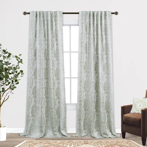 Vista 20 de Mrs.Naturall Cortinas Doradas de Lujo para Dormitorio, Cortinas con Patrón de Medallón Damasco para Cocina Baño Sala de Estar 63 Pulgadas de Largo