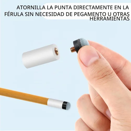 Vista 3 de 10 juegos de puntas de taco de billar, kit de repuesto de rosca, puntas de palo de billar blancas, casquillos de billar, accesorios de 0.472