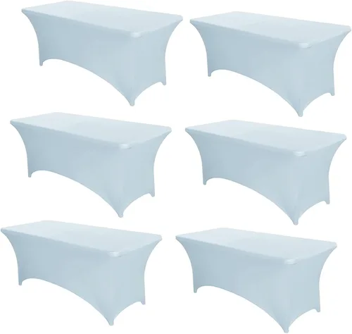 Vista 41 de PTC21B - Juego de 6 manteles elásticos de 6 pies, color negro, rectangular, ajustable, lavable, de elastano, para fiestas, bodas, cócteles