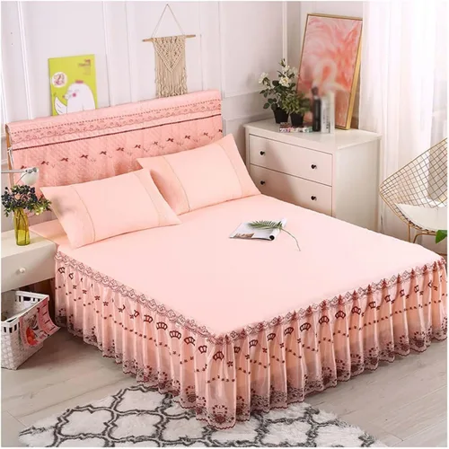 Vista 11 de OTBK Falda de cama individual blanca con volantes y borlas, estilo bohemio, falda de cama con encaje, volantes, floral, Shabby Chic juegos de ropa