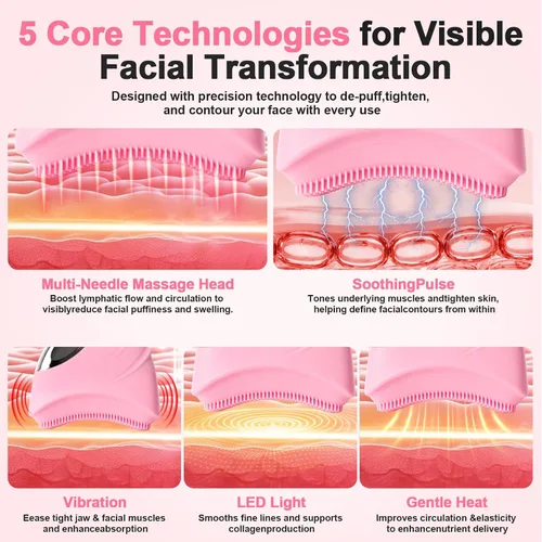 Vista 3 de Cepillo facial eléctrico para drenaje linfático, masajeador vibratorio