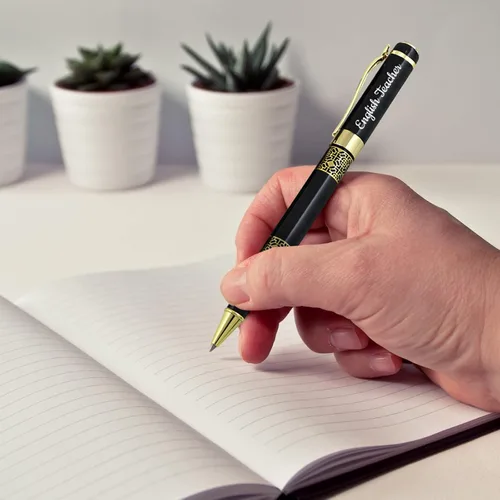Vista 6 de Bolígrafos personalizados y bolígrafos de gel con nombres de empresa, juego de bolígrafos de regalo de oficina, con caja de bolígrafo de regalo