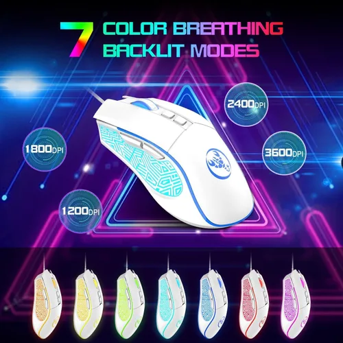 Vista 7 de SELORSS Combo de teclado y mouse para juegos al 60%, 61 teclas, mini teclado compacto con retroiluminación RGB de 6400 DPI, mouse ligero