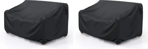 Vista 10 de Mrrihand 2-Seater Outdoor Patio Sofa Cover Waterproof 60"W×34"D×30"H Black Negro