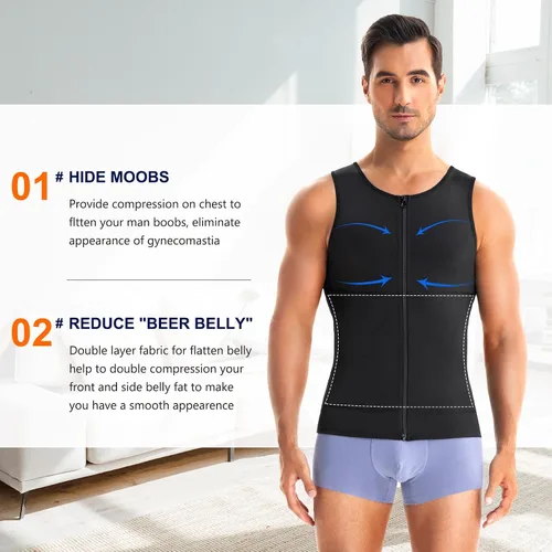 Vista 2 de Wonderience Camisetas de compresión para hombre, camiseta sin mangas con cremallera
