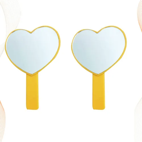 Vista 6 de LALAFINA 2 piezas de mango de espejo de maquillaje princesa para mujer, cartera de mano, espejo de corazón con asa, mango de espejo de peluquería