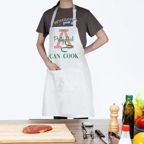 Vista 4 de WZMPA Delantal de cocina para hermandad de mujeres, regalo para niñas, linda niña, puede cocinar, delantal ajustable para cocinar, hornear y asar