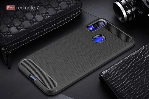 Vista 2 de Funda compatible con Xiaomi Redmi Note 7, fibra de carbono absorción de choque Slim Case (negro)
