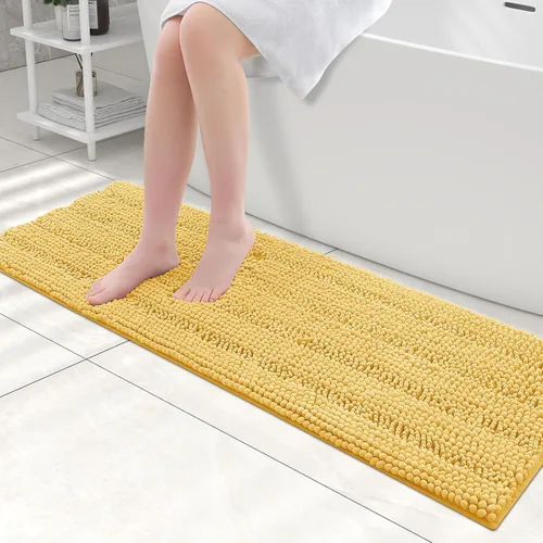 Vista 239 de Grandaily Alfombras de baño de felpilla a rayas de 24 x 16 pulgadas, extra gruesas y suaves, absorbentes, parte trasera de goma, alfombra de ducha