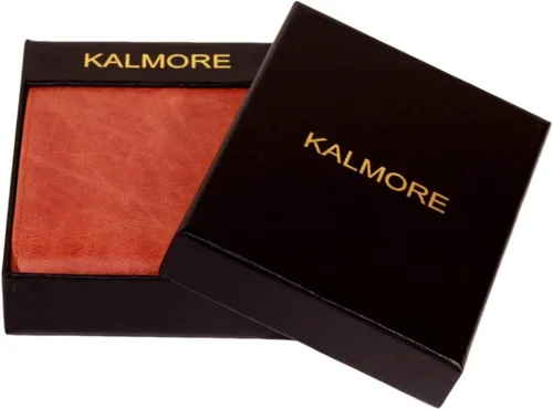 Vista 8 de KALMOR Cartera de bolsillo plegable de cuero para hombre con bloqueo RFID extra delgada con ventana de identificación