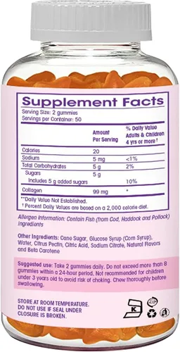 Vista 5 de Gomitas de colágeno, colágeno marino natural para mujeres y hombres, suplementos de colágeno para cabello de piel, uñas, tipo hidrolizado 2 y 1 3