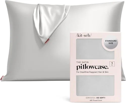 Vista 42 de Kitsch Funda de almohada de satén con cremallera, tamaño estándar, Aura