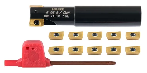 Vista 17 de Accusize Industrial Tools Molino de extremo indexable de hombro cuadrado de 90 grados de 1/2 '' con insertos de carburo Apkt11T3, 0056-0913