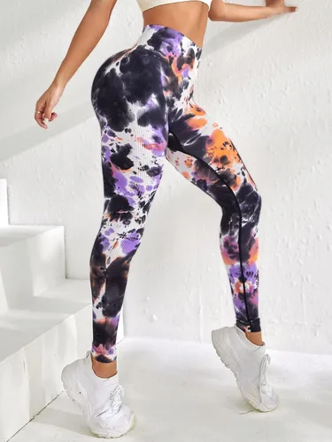 Vista 3 de WDIRARA Leggings ajustados deportivos de cintura alta con control de abdomen para mujer