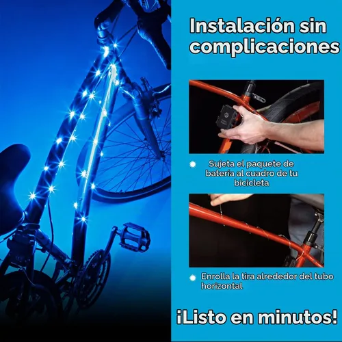 Vista 6 de Brightz CosmicBrightz - Cuerda de luz LED para marco de bicicleta, cuerda de 6.5 pies, funciona con pilas con interruptor de encendido/apagado, Azul