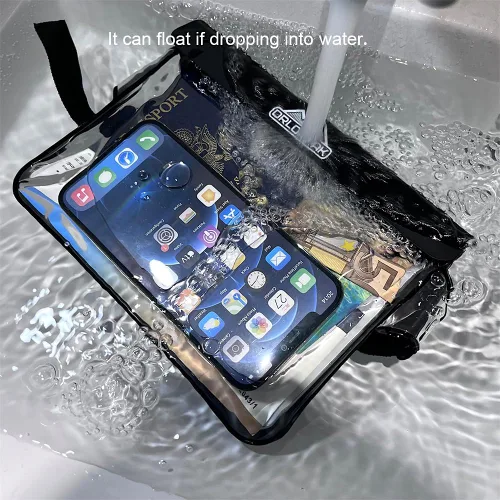 Vista 4 de DRLOKPAK - Riñonera impermeable para pantalla táctil, bolsa de cintura seca flotante para teléfono, cartera, dinero en efectivo, llavero, bolsa