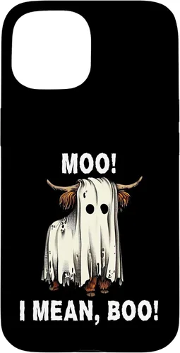 Vista 6 de iPhone 16 Funny Ghost Highland Cow Halloween Moo I Mean Boo Men Women Case