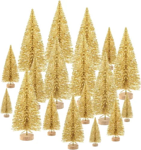 Vista 8 de KUUQA 48Pcs Árboles de Sisal Mini Árboles Cepillo para Botellas Modelos de Diorama Árboles de Navidad en Miniatura para Artesanías, Decoración