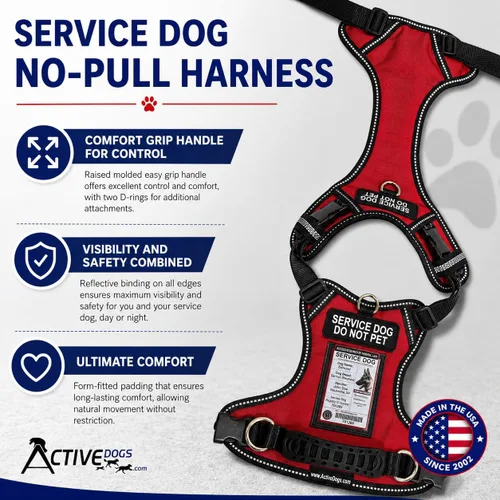Vista 6 de ActiveDogs - Chaleco de servicio para perro, arnés sin tirones, pequeño