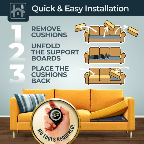Vista 4 de Golden Home Essentials Soporte de sofá resistente para cojines caídos, tablero de cojín de sofá extra ancho de 21.5 x 72 pulgadas, tablero