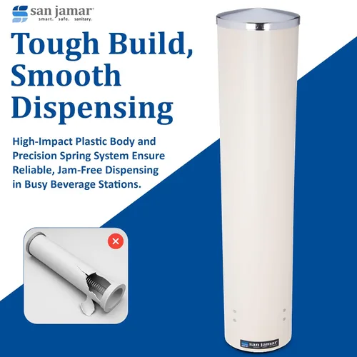 Vista 6 de San Jamar C4200PF, despachador de vasos de espuma tipo pull, de acero inoxidable, se ajusta a vasos de 4 onzas a 10 onzas, borde de 2-3/4 pulgadas a