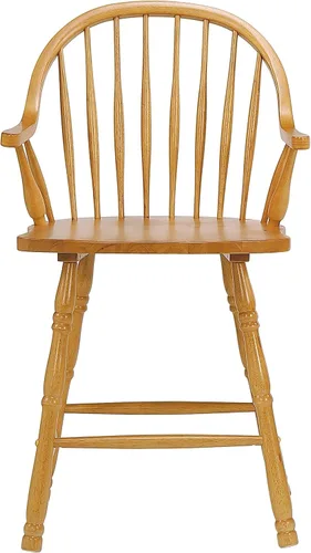 Vista 3 de Sunset Trading Selections Windsor Taburetes de bar con brazos de 24 pulgadas Taburetes de altura de mostrador con respaldos y reposabrazos, madera