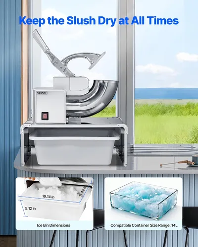 Vista 5 de VEVOR Máquina de afeitar de hielo comercial, trituradora de hielo eléctrica de 661 LBS/H con recipiente reemplazable, motor premium de 350 W, 4