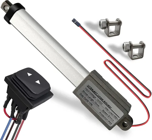 Vista 10 de UYGALAXY 12V Mini actuador lineal eléctrico de 2" de carrera, 188N/42lb, velocidad 0.2"/seg impermeable de metal micro pequeño actuador