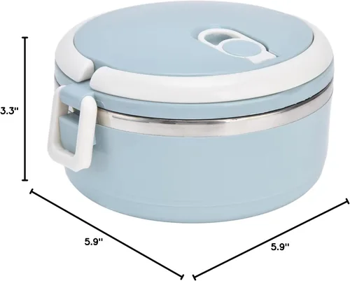 Vista 9 de KUIDAMOS Fiambrera de acero inoxidable, contenedores de acero inoxidable con una altura de capa 0.7L para acampar de oficina, fitness