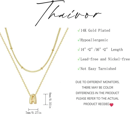 Vista 5 de Collar de letras doradas y plateadas, con inicial en capas para mujer, pequeños collares con dije, gargantilla delicada, collar lindo apilable