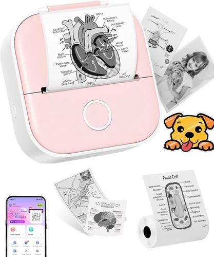 Vista 14 de Ponek Mini impresora de etiquetas adhesivas - Máquina para hacer pegatinas T02 con aplicación inteligente AI Print Pods Mini Printer for Students