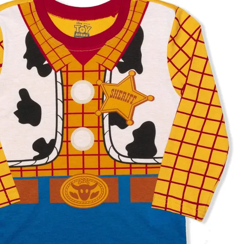 Vista 3 de Disney Toy Story - Conjunto de camisa de manga larga y pantalones deportivos para niños pequeños color amarilloazul