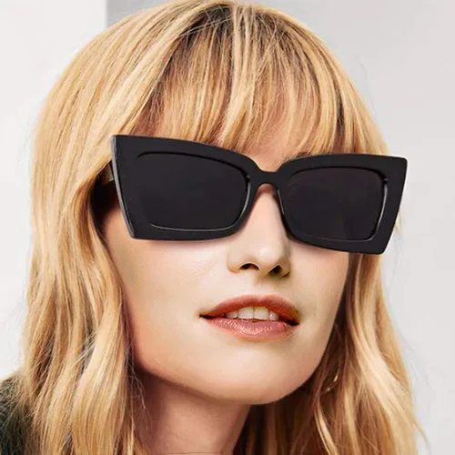 Vista 2 de MRJHS Gafas de sol vintage para mujer ojo de gato gafas de sol retro marco cuadrado gafas UV400 protección moda