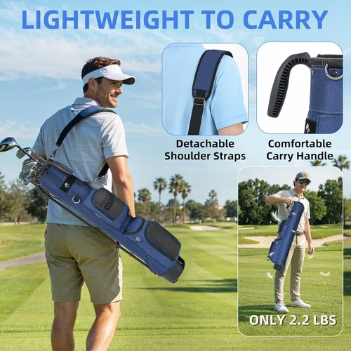 Vista 2 de Shopsource Bolsa de soporte de golf, bolsa de transporte ligera Par 3 con bolsillo aislado para enfriar, fácil de transportar y duradera, ideal