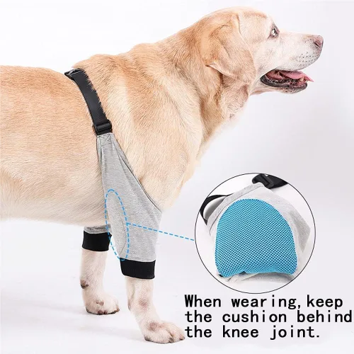 Vista 5 de HDKUW Protector de codo para perros para callos, traje de recuperación para patas delanteras, alternativa al collar de cono para dejar de lamer Gris