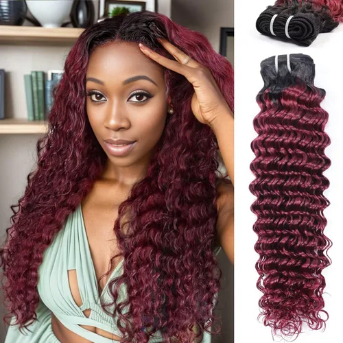 Vista 26 de Manojos de cabello humano ondulado profundo de 12, 14, 16 pulgadas, paquetes de ondas de agua, 100% sin procesar, 10A, cabello humano virgen