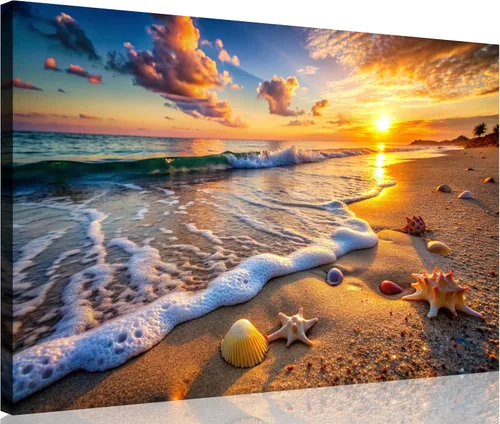 Vista 76 de TutuBeer 3 paneles de fotos de playa, arte de pared, diseño de mar azul, playa blanca al amanecer, imágenes impresas en lienzo, imágenes del océano
