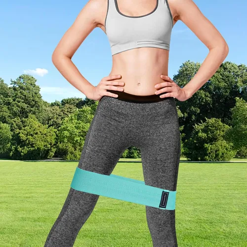 Vista 6 de Bandas de resistencia de ejercicio para piernas y glúteos, bandas de bucle de tela para yoga