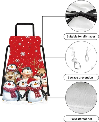 Vista 143 de Dreaweet Delantal de cocina unisex con cuello ajustable de Navidad