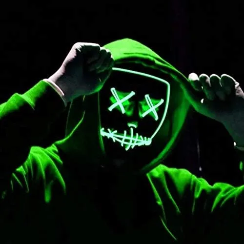 Vista 6 de HORHEAR Máscara de Halloween con luz LED paquete de 2 máscaras de sonrisa aterradora para mujeres y hombres disfraz de cosplay rave fiesta festival