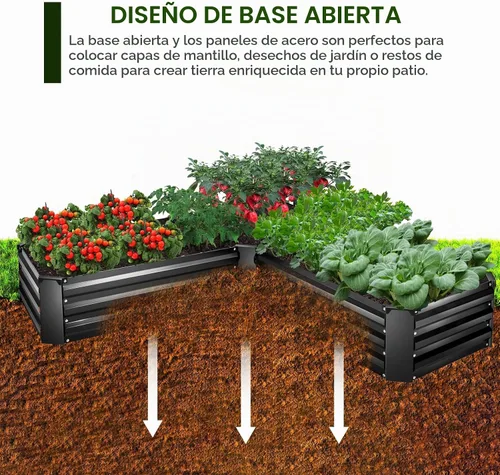 Vista 3 de Kit de Cama de Jardín Elevada, Macetero Galvanizado de 5x5x1 pies, Cajas de Jardín Elevado Altas para Exteriores, Camas de Jardín Elevado de Metal