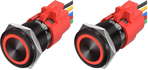 Vista 21 de APIELE Interruptor momentáneo de botón de encendido y apagado de 0.748 in de aleación de aluminio con cabezal de ojo de ángel LED de 12 V