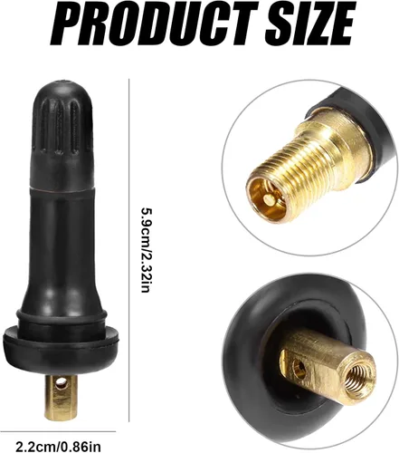 Vista 2 de Saihisday TR413 - Vástagos de válvula de neumático de goma negra TPMS para GM Chevy (paquete de 50) (50, negro)