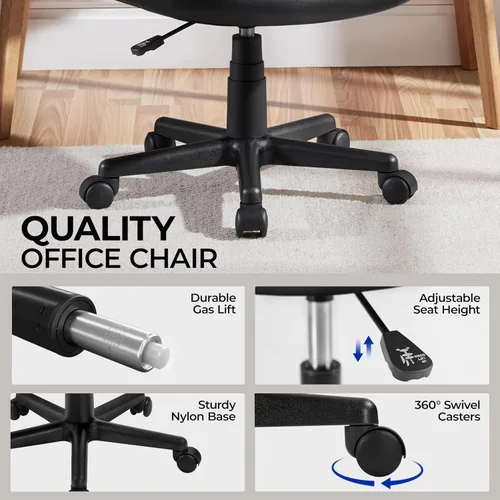 Vista 7 de Yaheetech Silla de oficina sin brazos, silla de escritorio ergonómica, respaldo bajo, piel sintética, ajustable, silla giratoria para computadora