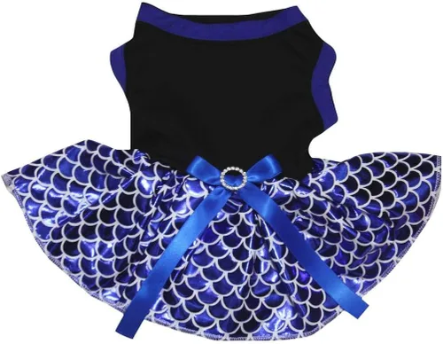 Vista 2 de Petitebella Vestido para perro cachorro con tutú de sirena brillante (negro/dorado, talla XS)